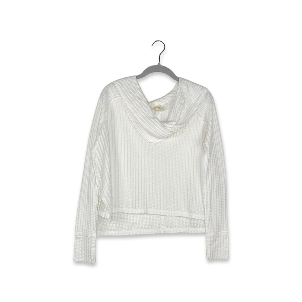 Free People - We The Free White Cowl Neck Long Sleeve Thermal Top